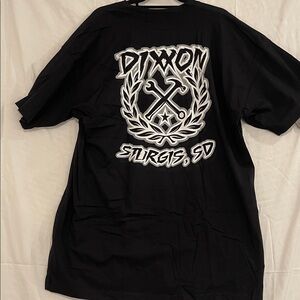 NWT Black Dixxon Graphic T-Shirt Men's Size 2X Black white & gray letter & crest